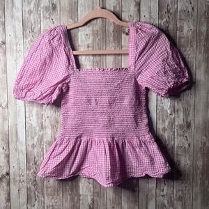 French Connection Pink Gingham Top